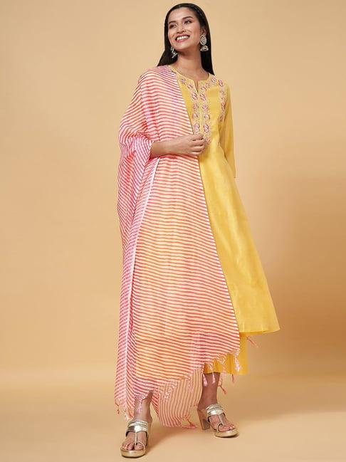 rangmanch by pantaloons pink cotton striped dupatta