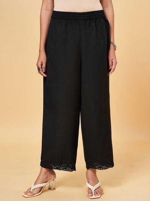 rangmanch by pantaloons black cotton palazzos