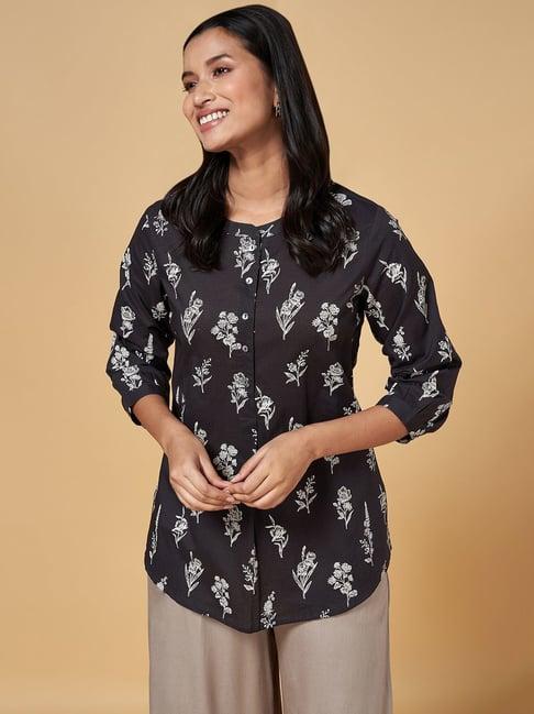 akkriti by pantaloons grey cotton floral print tunic