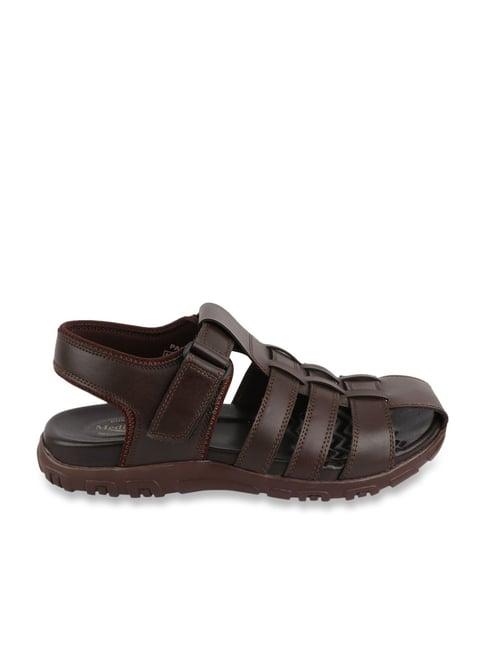 medifeet men's peek-a-toe brown fisherman sandals