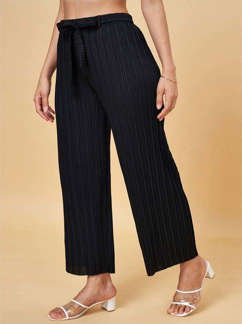 honey by pantaloons black pleated flared pants