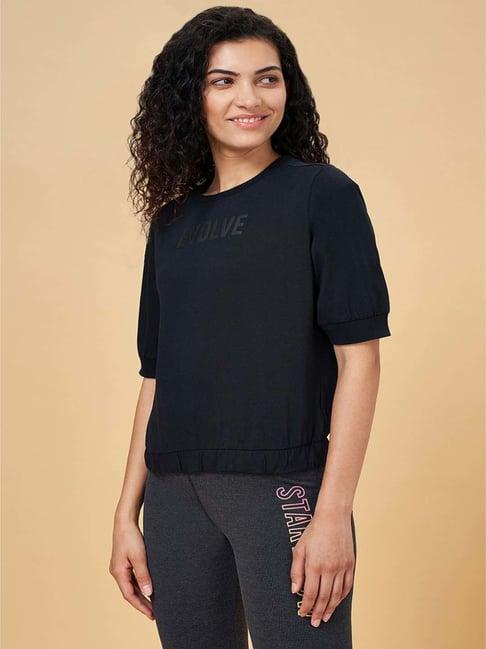 ajile by pantaloons black cotton printed top