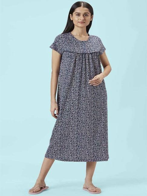 dreamz by pantaloons blue cotton printed night gown