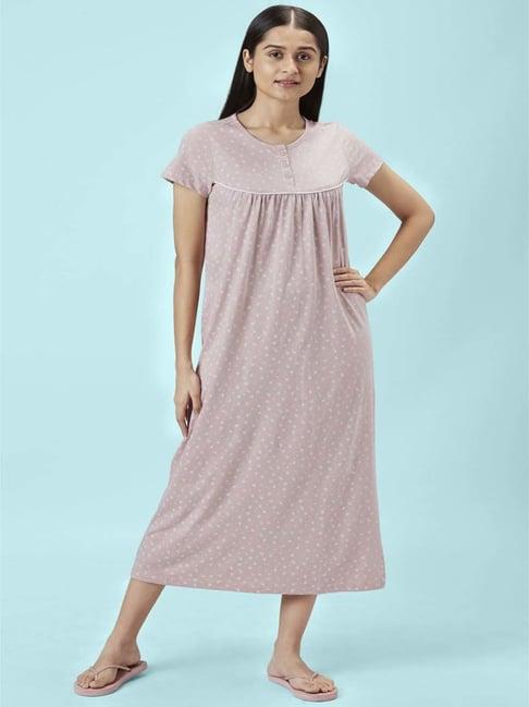 dreamz by pantaloons pink cotton printed night gown