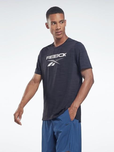 reebok black relaxed fit texture t-shirt