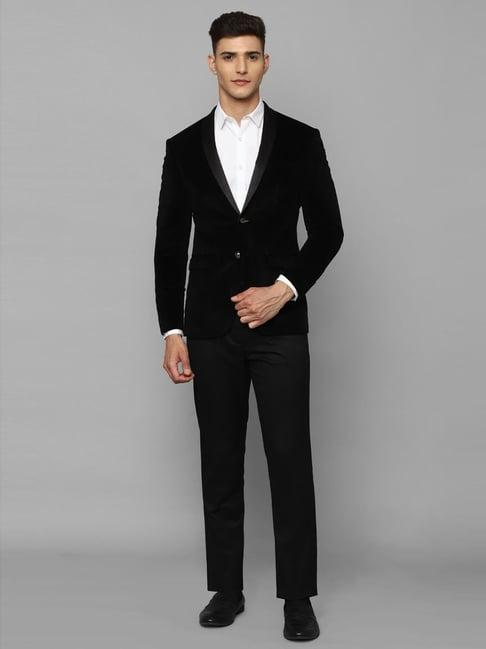 allen solly black cotton slim fit two piece suit