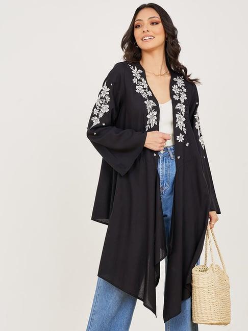 styli embroidered detail asymmetric kimono