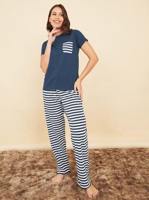 styli striped pocket t-shirt & pyjama set