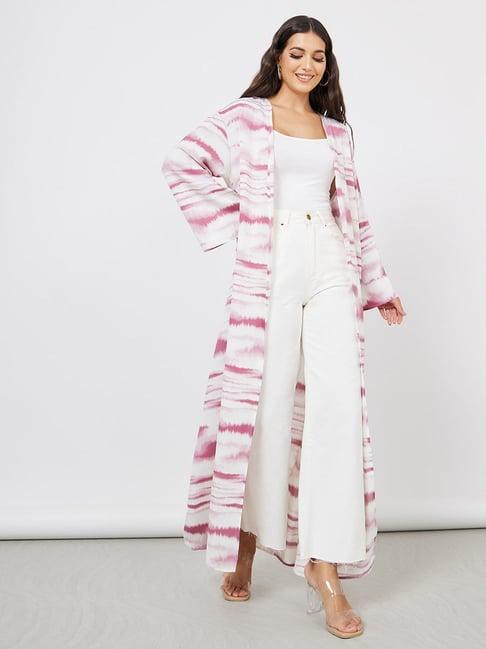 styli regular fit tie and dye print maxi kimono