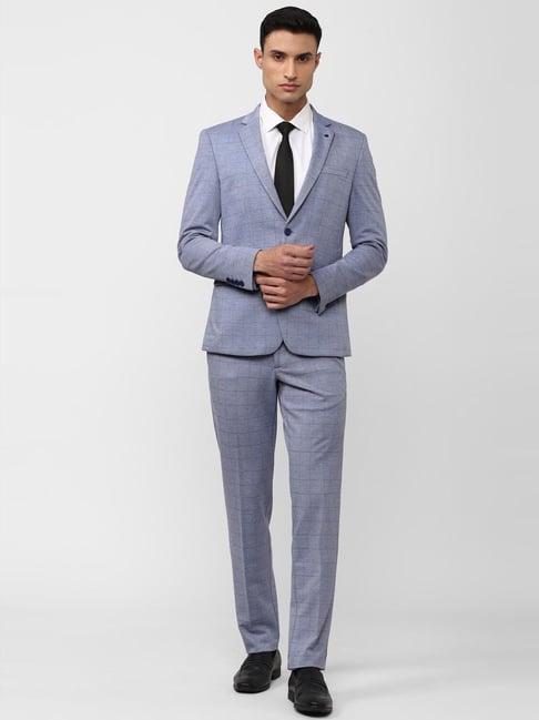 van heusen grey slim fit checks two piece suit