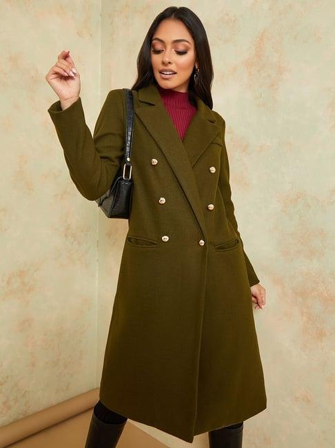 styli double breasted regular fit wool like midi coat