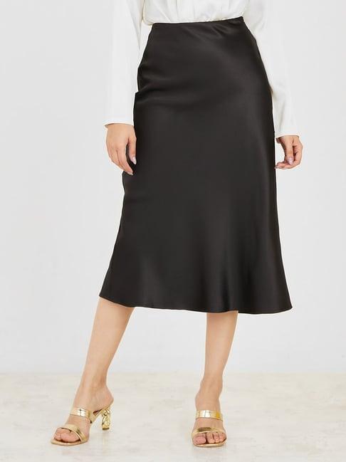 styli high rise flared midi skirt