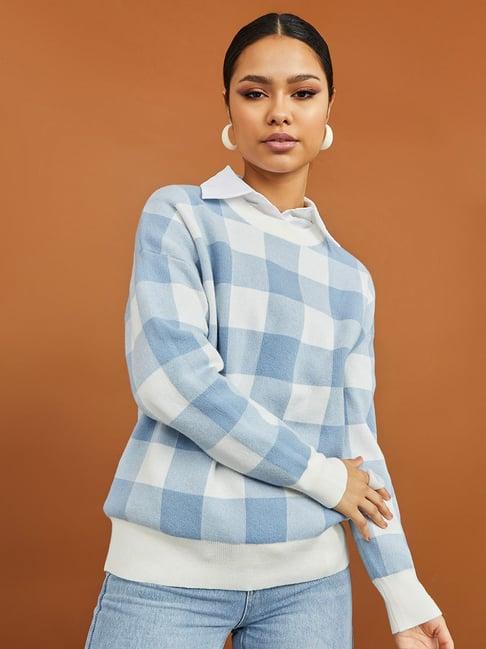 styli checked regular length boxy fit sweater