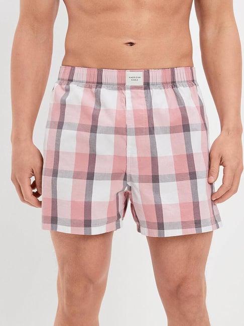 american eagle outfitters pink regular fit checks boxers