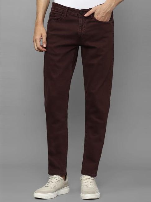 allen solly jeans maroon skinny fit jeans