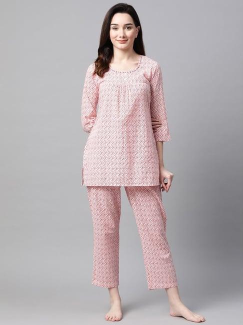 meeranshi pink printed tunic pyjama set