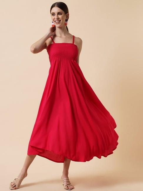 meeranshi red a-line dress