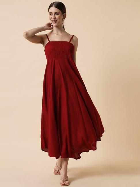 meeranshi maroon a-line dress