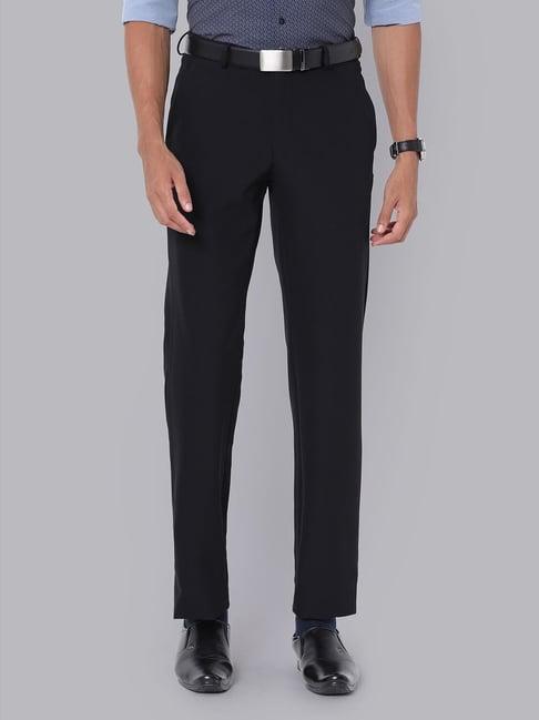 v dot black slim fit trousers