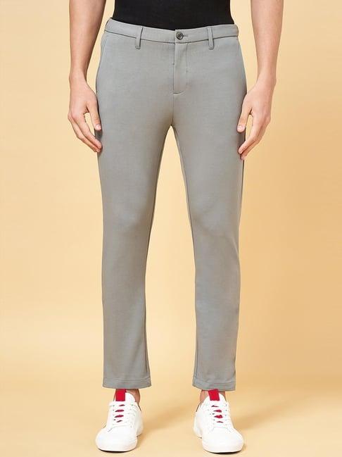 byford by pantaloons grey slim fit trousers