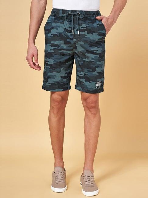 urban ranger by pantaloons navy cotton slim fit camouflage shorts