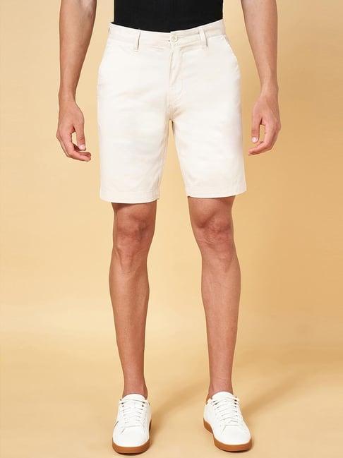 byford by pantaloons beige slim fit shorts