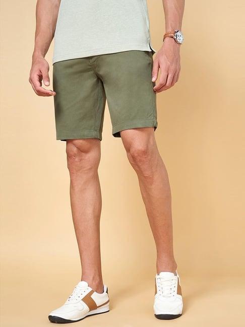 byford by pantaloons olive slim fit shorts