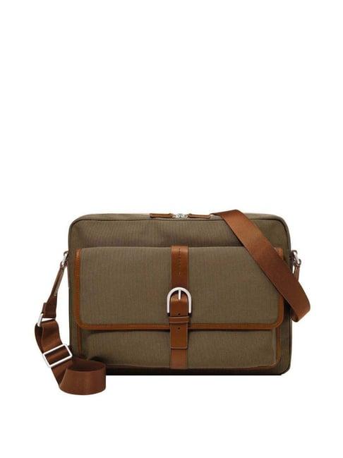 fossil camden khaki nylon medium messenger bag