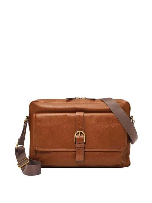 fossil camden brown leather medium messenger bag