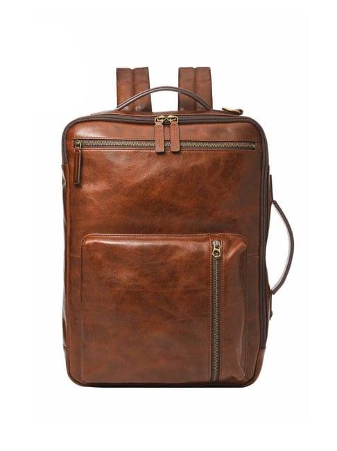 fossil buckner brown leather medium convertible backpack