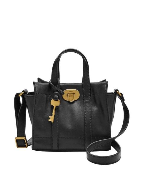 fossil carmen black solid medium handbag