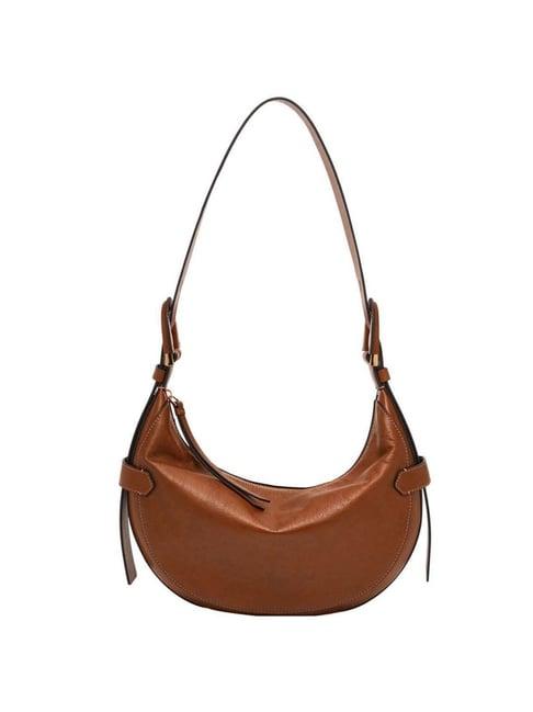 fossil harwell brown solid medium hobo shoulder bag