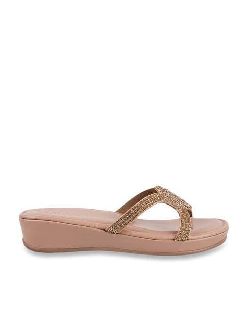 catwalk women's rose gold casual wedges