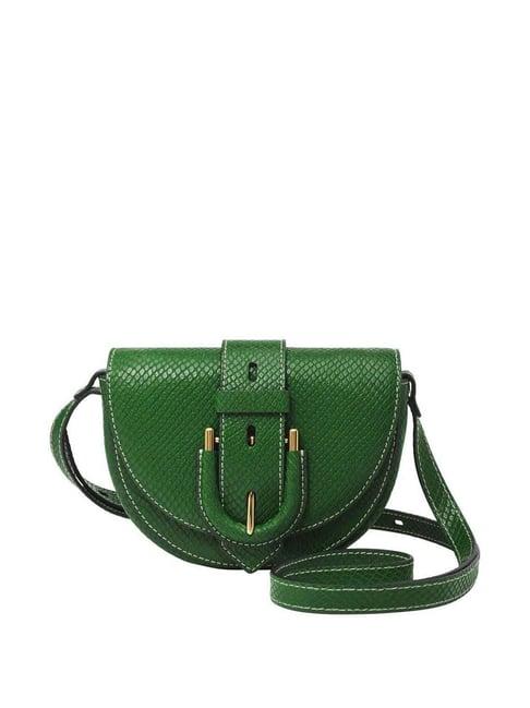 fossil harwell green textured medium sling handbag