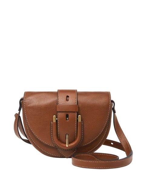 fossil harwell brown solid medium sling handbag