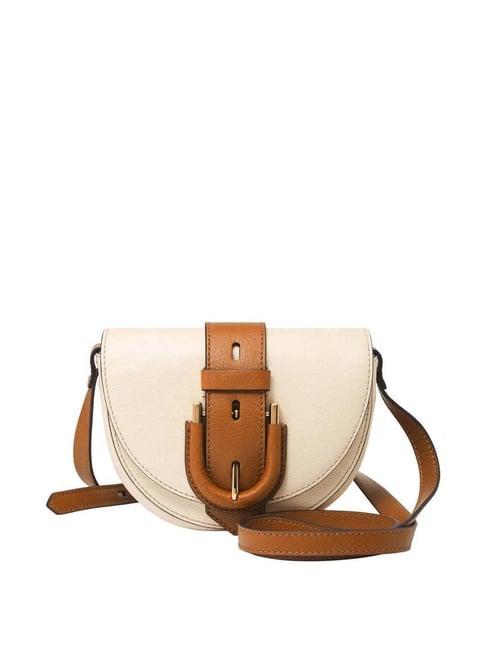 fossil harwell white solid medium sling handbag