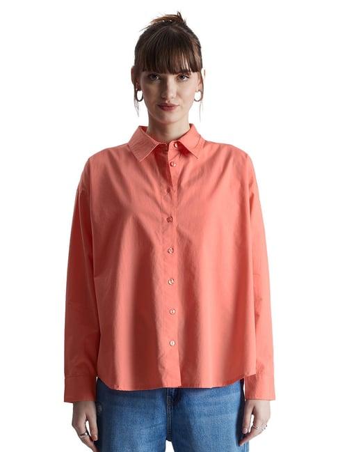 the souled store red regular fit boyfriend shirt