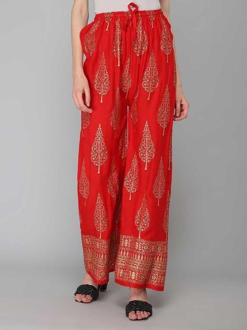 aditi wasan red printed palazzos