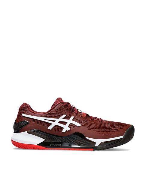 asics men's gel-resolution 9 maroon tennis shoes