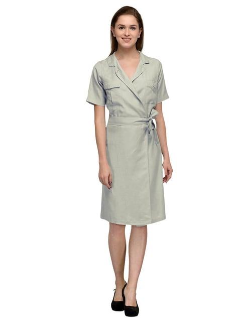 patrorna off white regular fit wrap dress