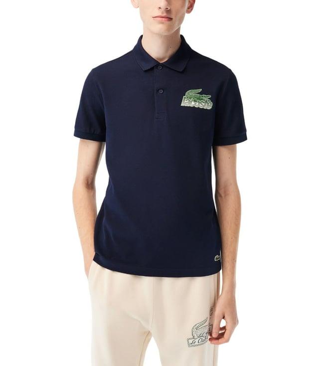 lacoste navy logo regular fit polo t-shirt