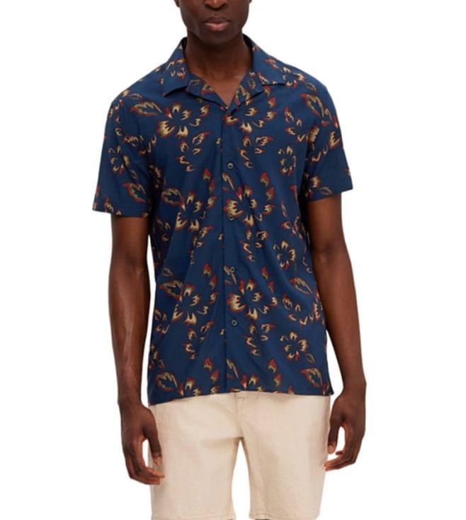 selected homme sky captain floral print regular fit shirt