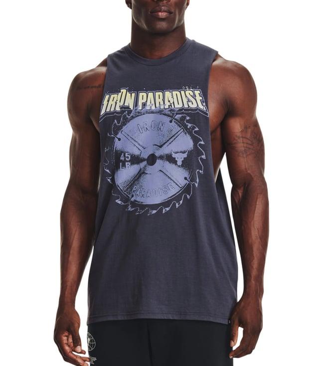 under armour project rock grey printed regular fit training tank