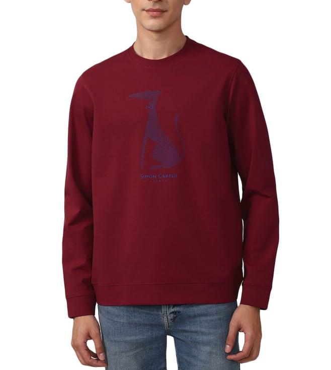 simon carter london maroon graphic regular fit sweatshirt