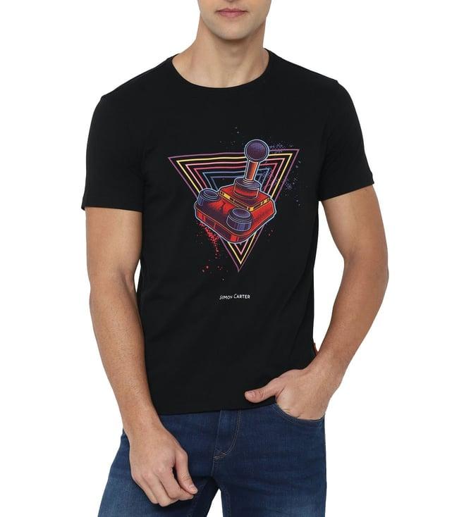 simon carter london black graphic slim fit t-shirt