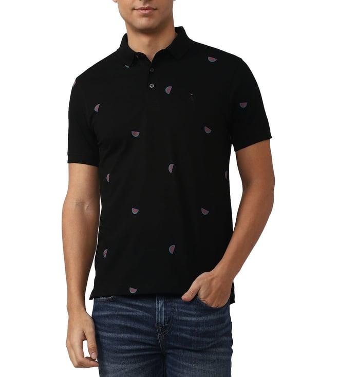 simon carter london black printed slim fit polo t-shirt