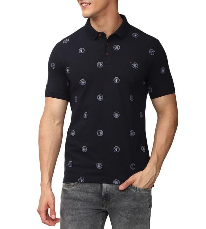 simon carter london navy printed slim fit polo t-shirt