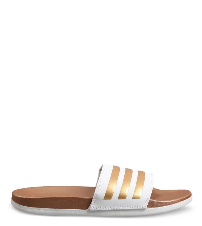 adidas women's adilette comfort white slides