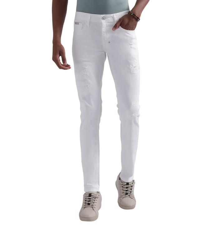 antony morato tapered cream clean mid rise jeans