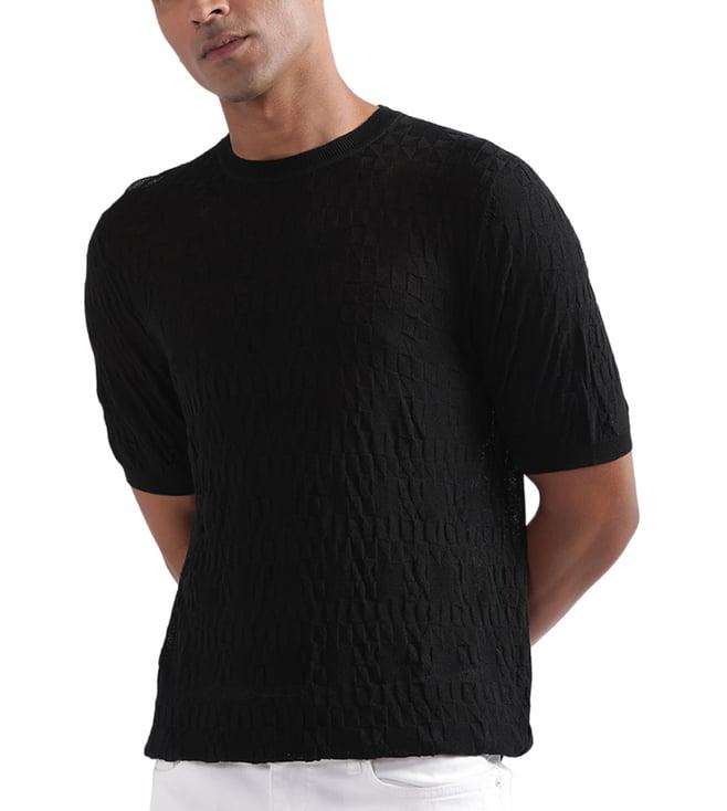 antony morato black self slim fit sweater